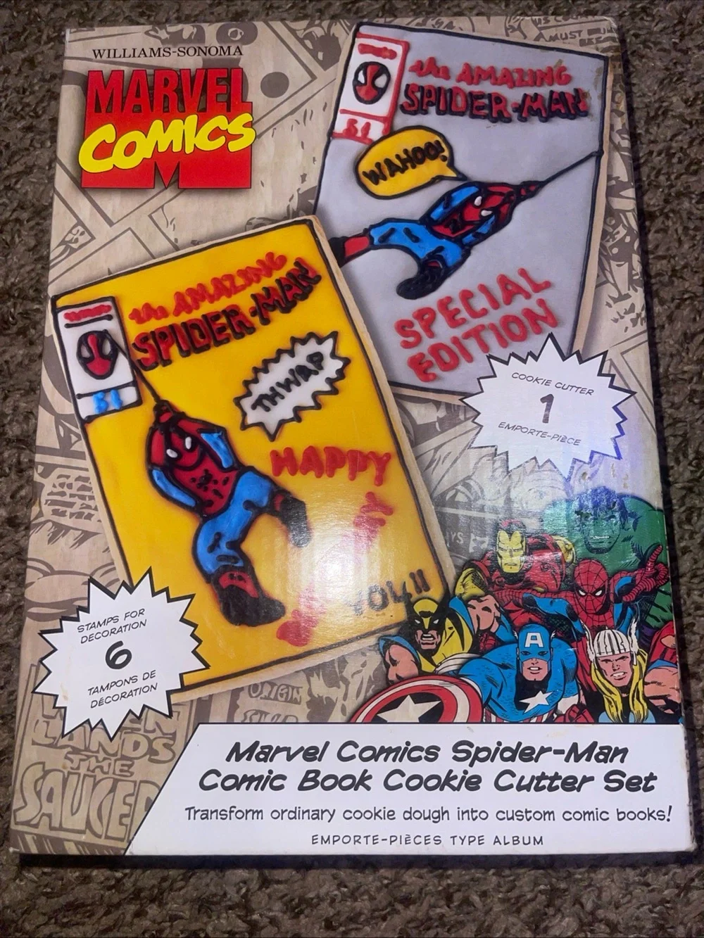 Marvel Spider-Man Comic Book Cookie Cutter Set - Yellow, Red, Blue, White